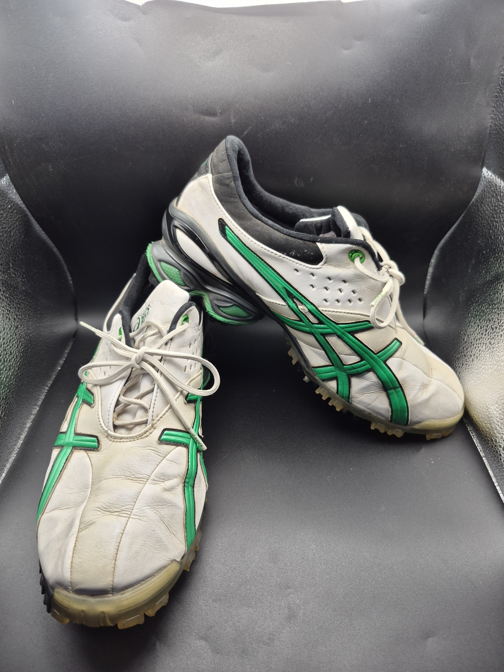 Asics Men's White and Green Golf Shoes